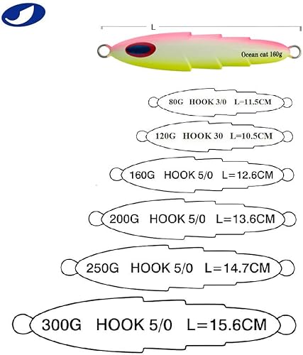 Miniatura 3 de OCEAN CAT 1 plantilla de lanzamiento lento Señuelos de pesca de agua salada, plantillas planas de otoño, cebos de jigging con gancho para pesca de