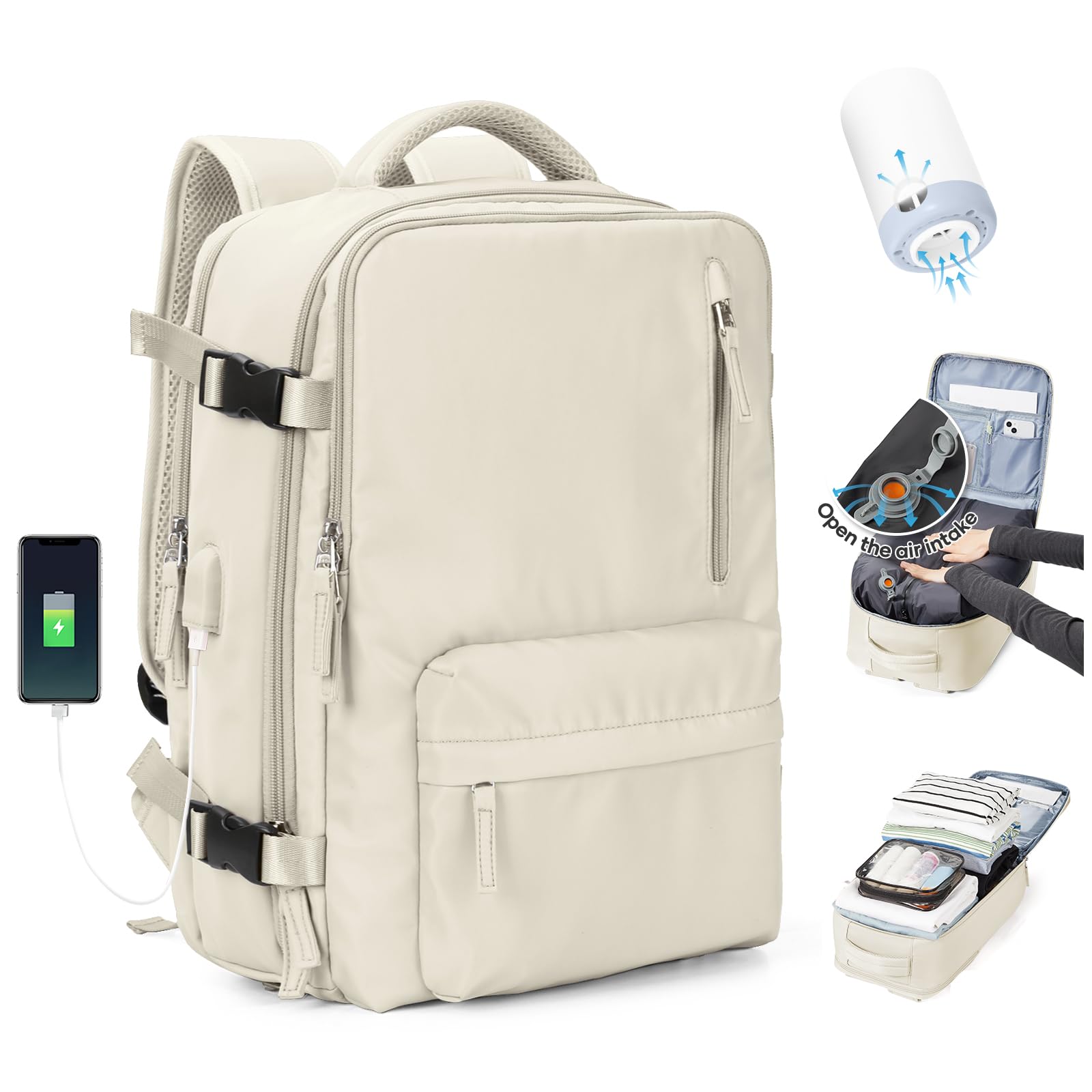 SZLX Zaino Ryanair 40x30x20 Sottovuoto Bagaglio a Mano 40x20x25 Donna Zaino da Viaggio 40x30x20 Wizzair Borse da Cabina per Easyjet 45x36x20 Uomo per Laptop 14 Pollici con Porta USB e Porta Scarpe