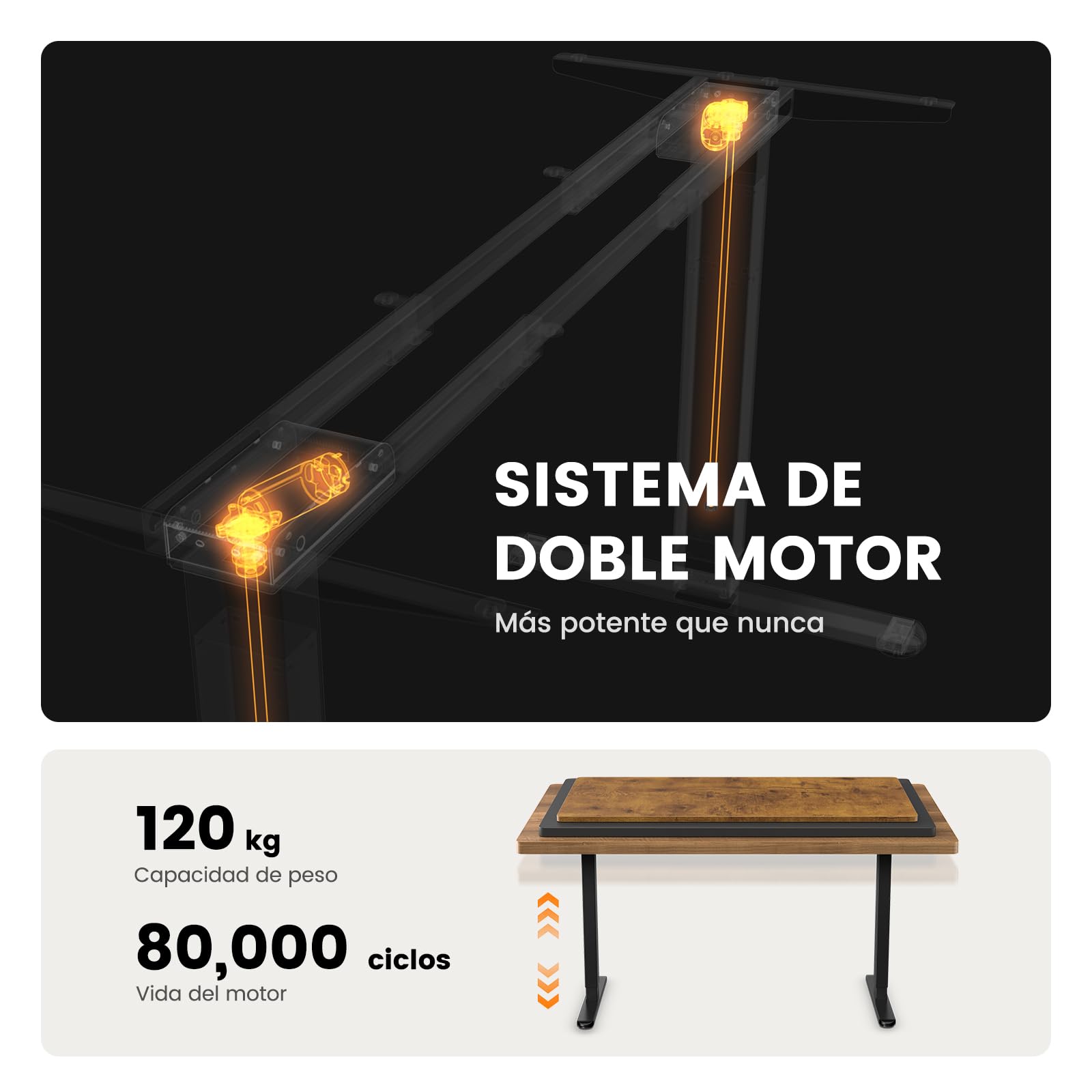 ErGear Escritorio Elevable, Marco con Patas Eléctricas de Ajuste de Altura Dual Motor, Mesa Escritorio Elevable con 4 Controles de Memoria para Oficina en Casa, Soporta hasta 120 kg (Negro)