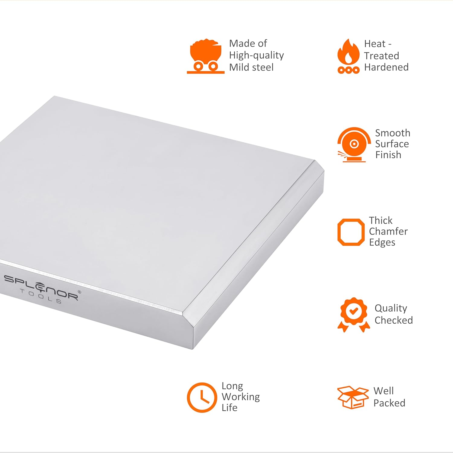 Splenor Tools Steel Large Cavity Bench Block - Flat Anvil Jewelers - Solid Metal Bench Block for Jewelry Repairing & Metal Stamping