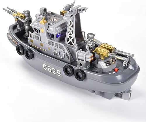 Miniatura 5 de Juguete de barco de guerra para piscina, barco de juguete para niños, gran buque de guerra portaaviones de juguete en bañera, regalo para niños