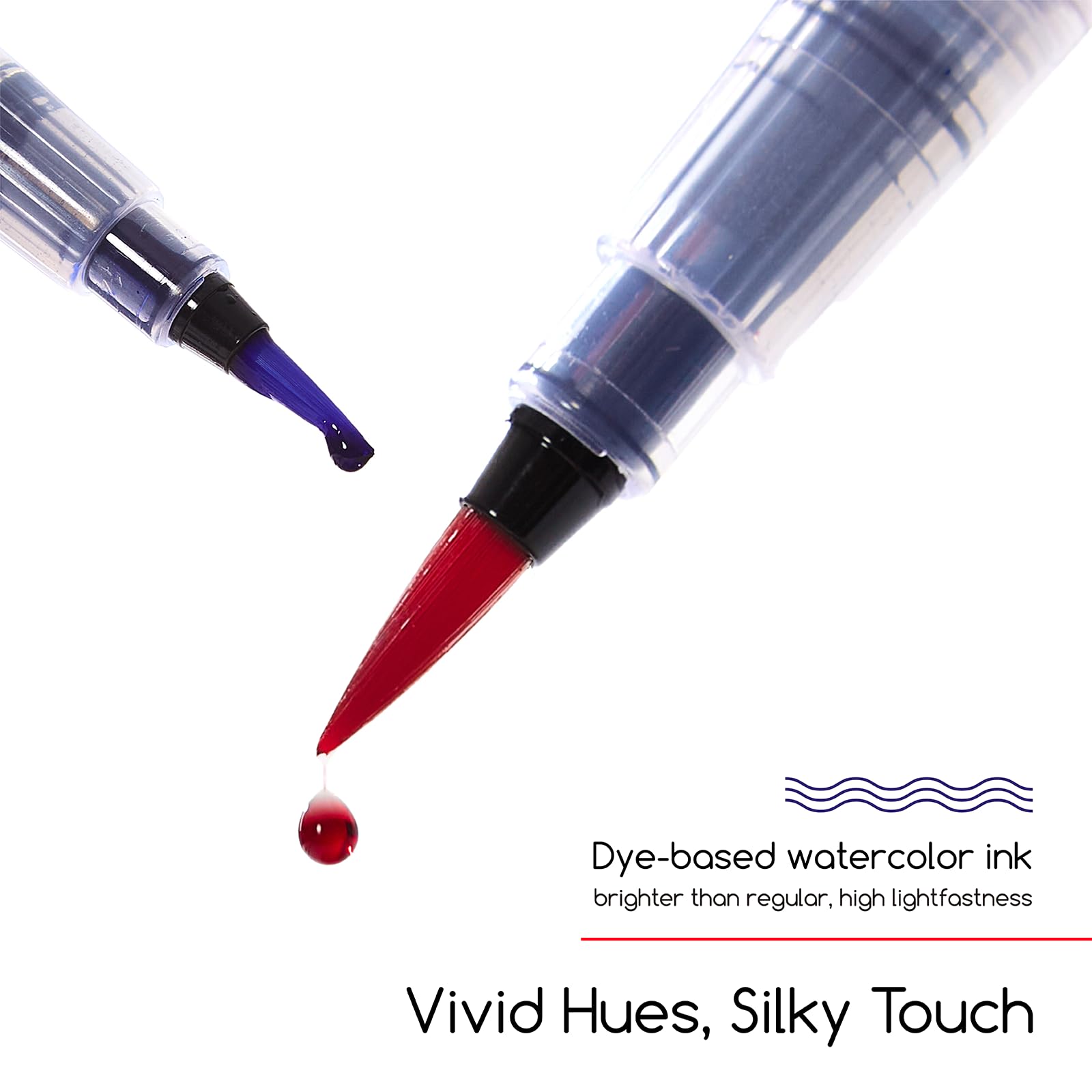 MEEDEN Pinceles de tinta de acuarela líquida: juego de 24 pinceles básicos vibrantes + 12 colores nacarados a base de tinta de acuarela, juego de pinceles creativos, regalo para artistas