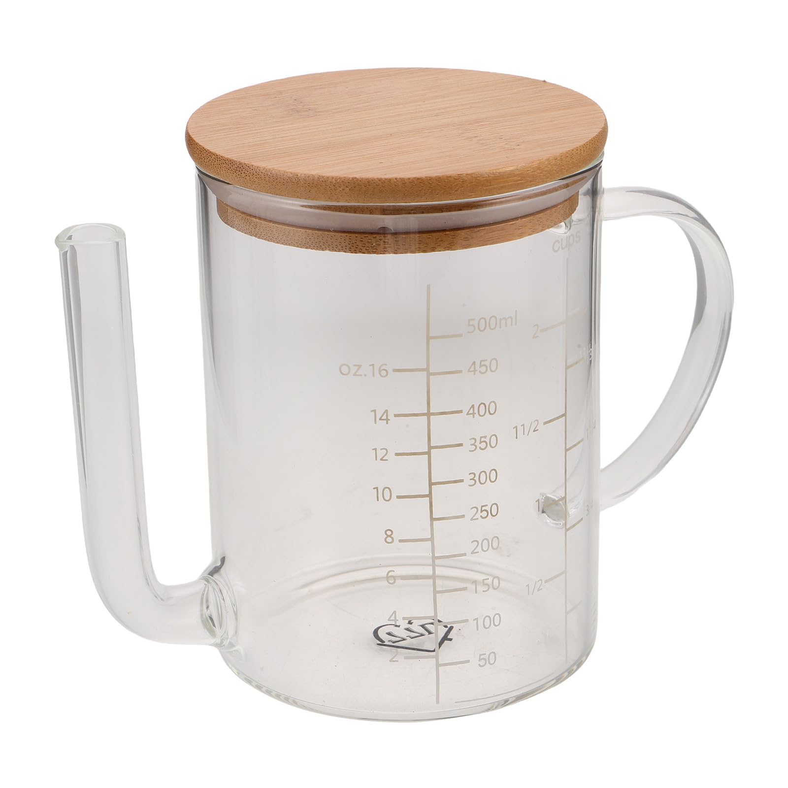 Veemoon Glass Fat Separator - Oil Grease Separator Jug with Pour Spout and Precision Scale - 500ml Measuring Cup Kitchen Tool for BBQ Frying Oil Sauce Storage