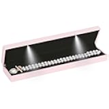 Long Chain Necklace Jewelry Gift Box Case with LED Light, Elegant Velvet Necklace Pendant Bracelet Box for Jewelry Display Wedding Engagment Valentine's Day (Pink)