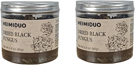 MEIMIDUO 6.0 Oz Dried Black Fungus Wood Ear Mushrooms, Premium All Natural Vegan(Pack of 2)