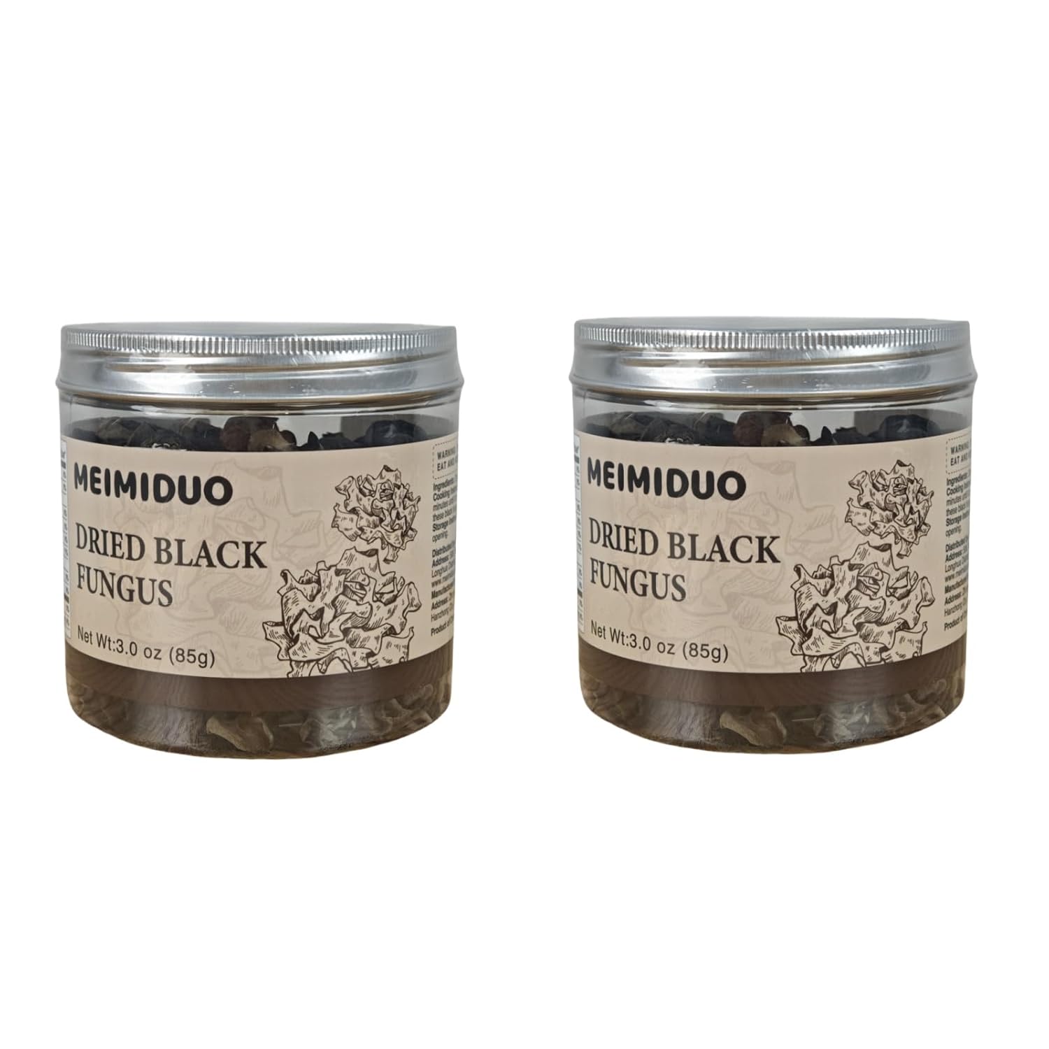 MEIMIDUO 6.0 Oz Dried Black Fungus Wood Ear Mushrooms, Premium All Natural Vegan(Pack of 2)