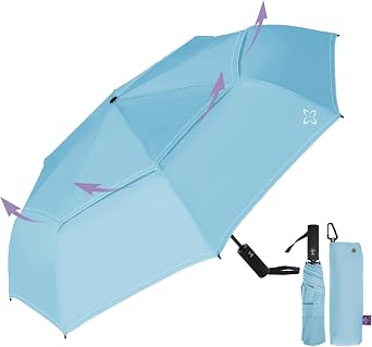 Windproof Travel Umbrella, Compact auto open/close Umbrellas for Rain