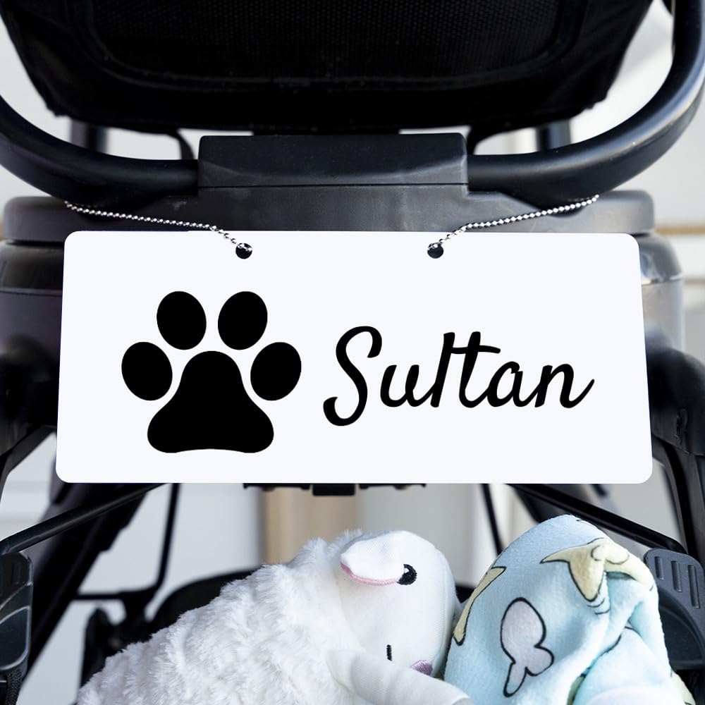 Wanapix | Personalised Name Number Plate | 21x9.5cm | Decorative Plate for Pram or Scooter | Bone Design