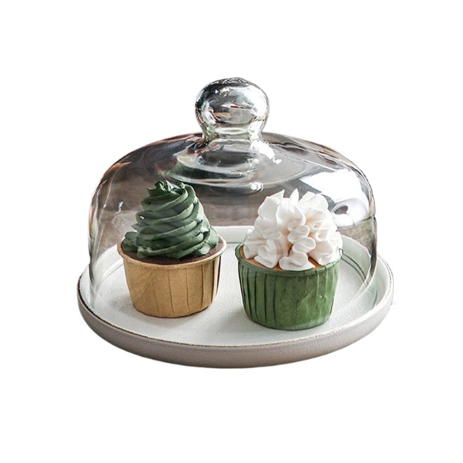 Yinj9562fg Cake display stand Fruit Platters With Lids, Cake Stands, Glass Domes, And Items For Desserts And Pastries Wedding(White,Large)