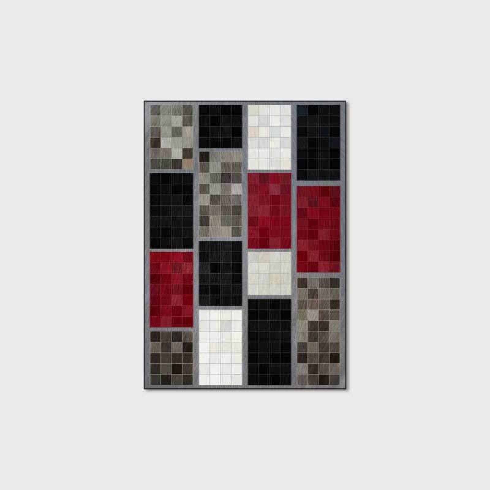 Tappeto Design Tappeto Mucchio Corto reticolo quadrato astratto bordeaux scuro Pelo corto, bordato, morbido, lavabile in lavatrice—200*300cm