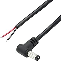Vista 2 de DC 0.217 in x 0.083 in enchufe macho cable de alimentación 1M/3FT, 18AWG ángulo recto DC5521 enchufe macho a 2 pines, cable de alimentación