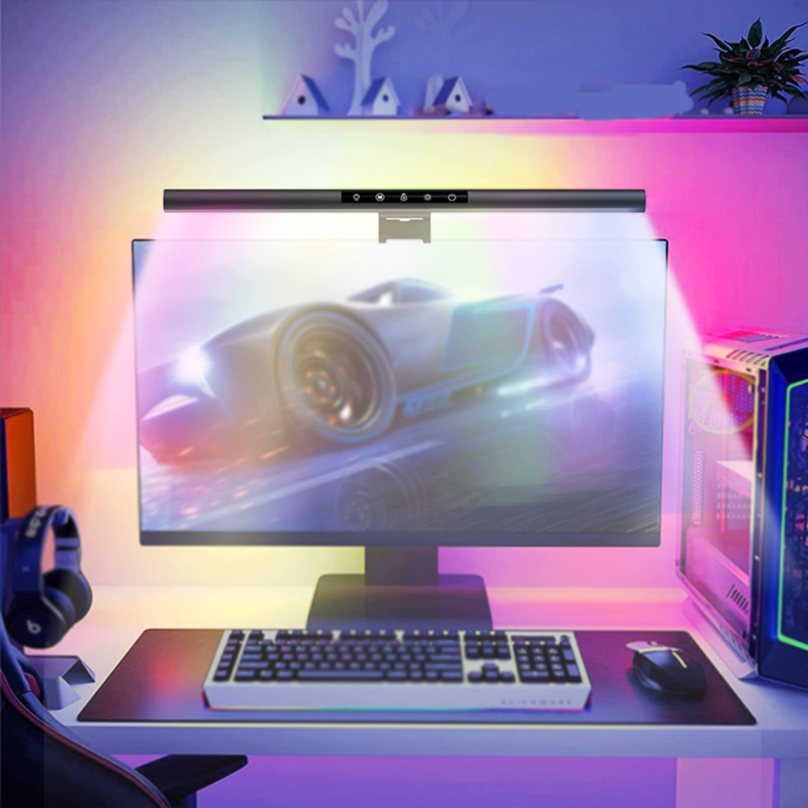 Lampada Scrivania, Lampada Led Tavolo, Lampada Monitor, RGB Modalità Di Colore Luminosità Regolabili Lampada Monitor Con Morsetto Per Monitor Ufficio Lettura Studio Lavoro