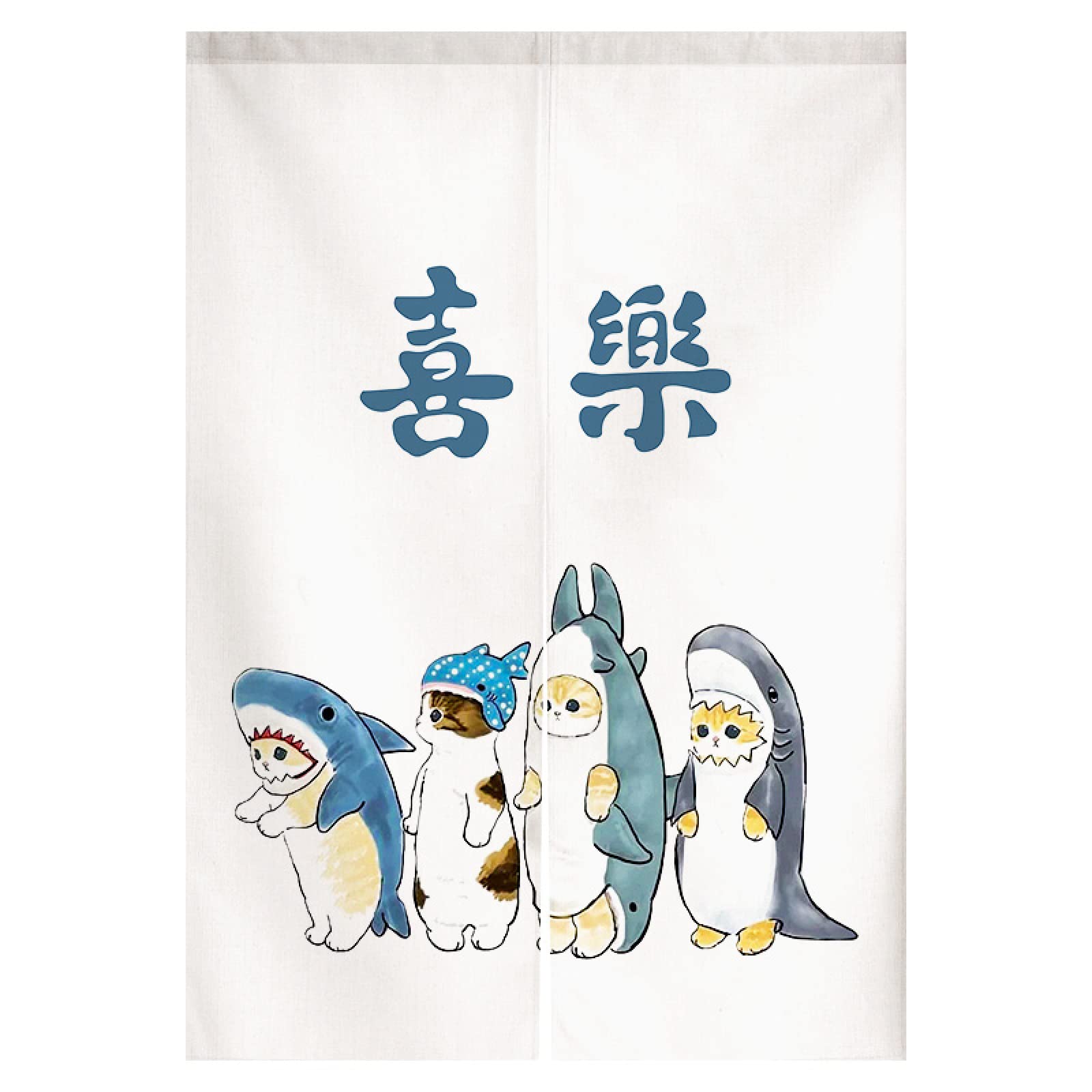 Guest Ruyunlai Noren Japanese curtain Medium Long Type Printed Door Tapestries for Home Decoration 70cm X 120cm white shark cat