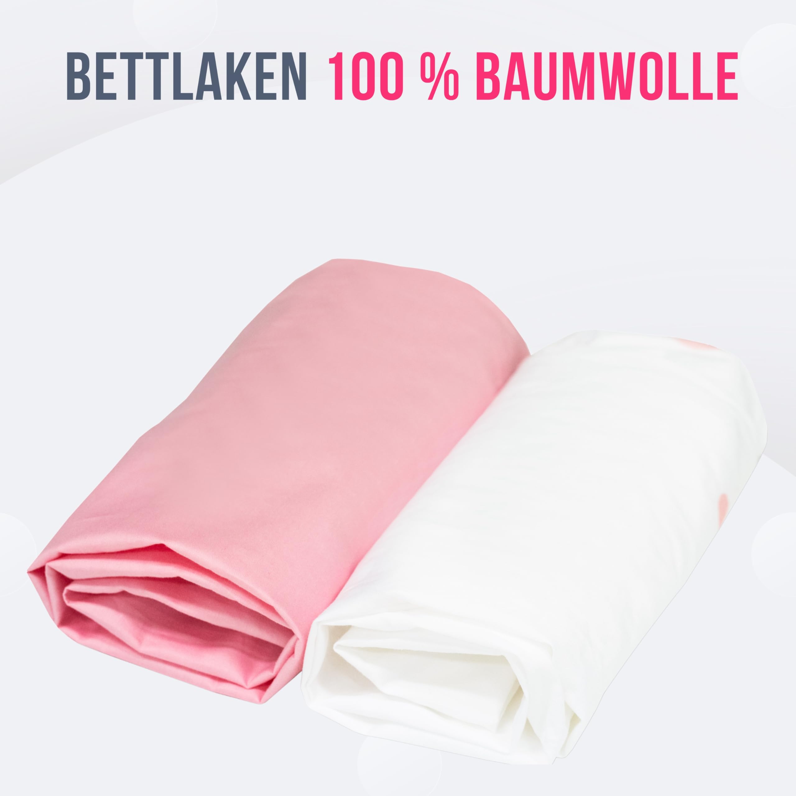 GOYSILA Spannbettlaken 2er Set und 1 Wasserdichter Matratzenschoner 83x50 cm aus 100% Baumwolle Oeko-Tex Zertifiziert für Beistellbett Kompatibel mit Chicco Next2Me Kinderkraft UNO Wiege Matratze