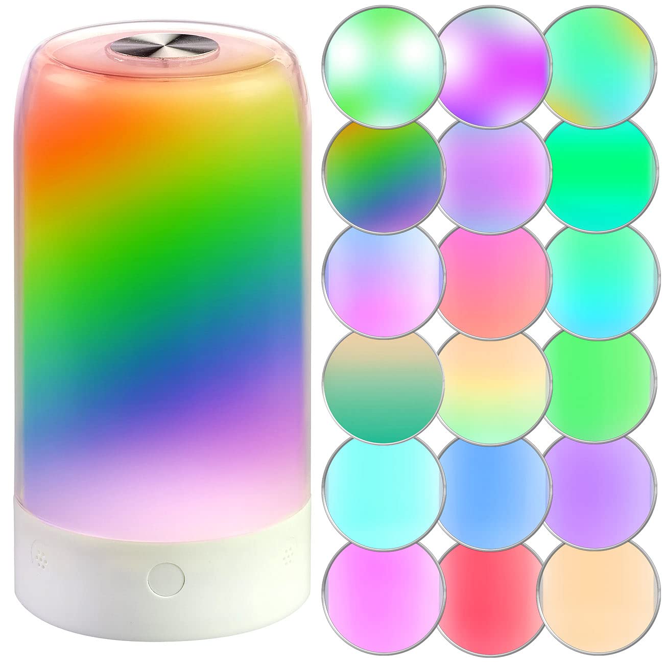 Luminea Home Control RGB-LED-Tischleuchte: 4er-Set smarte Stimmungsleuchten mit RGB-IC-LEDs, 15 Modi, WLAN, weiß (Multicolor Leuchte, Touchlampen, Baby)