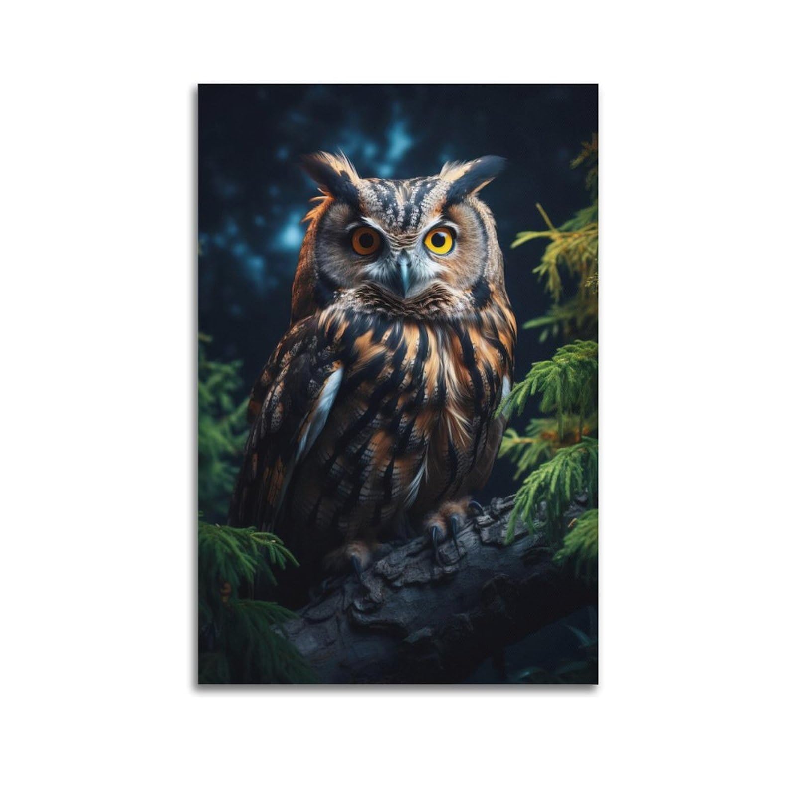 JTLFXY Animal Artwork Poster The Owl's Gaze Poster Decorative Painting Canvas Wall Posters And Art Picture Print Modern Family Bedroom Decor Posters 20x30inch(50x75cm)