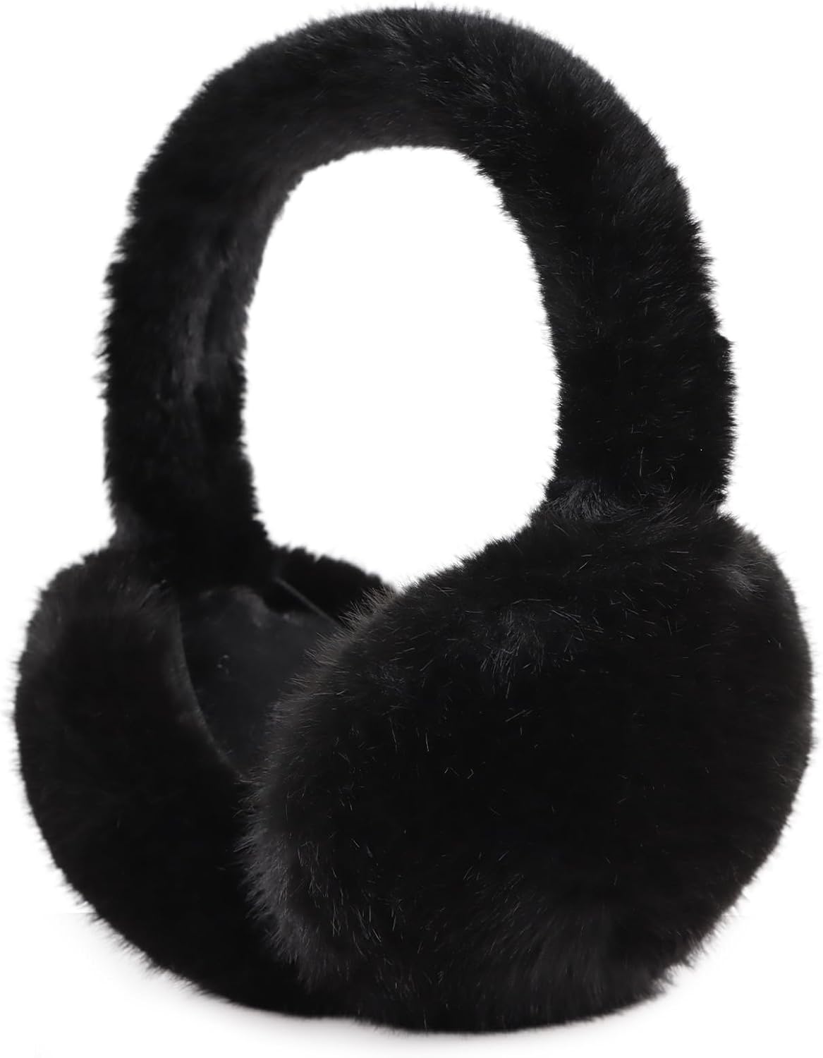 OMUKY Women Winter Earmuffs Foldable Faux Fur Ear Warmers Cold Weather Fluffy Warm Plush Ear Covers