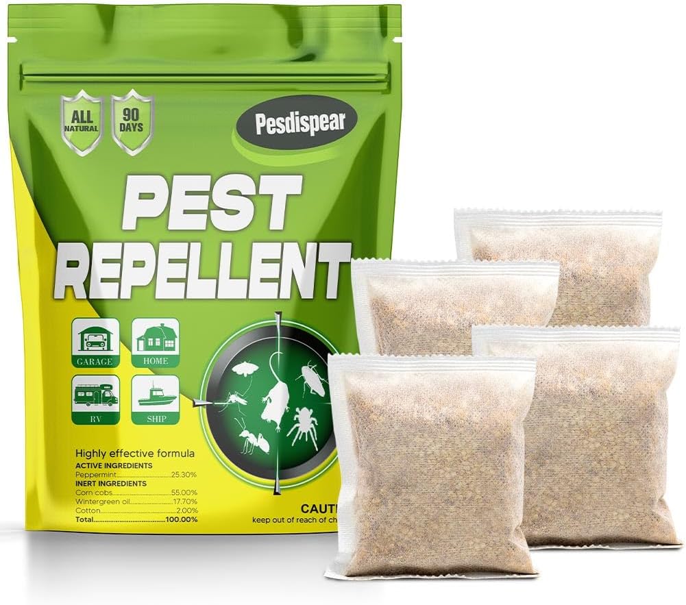Pesdispear Mouse Repellent, Rat Deterrent Sachets, Peppermint Oil Rat Repellent, Rodent Control