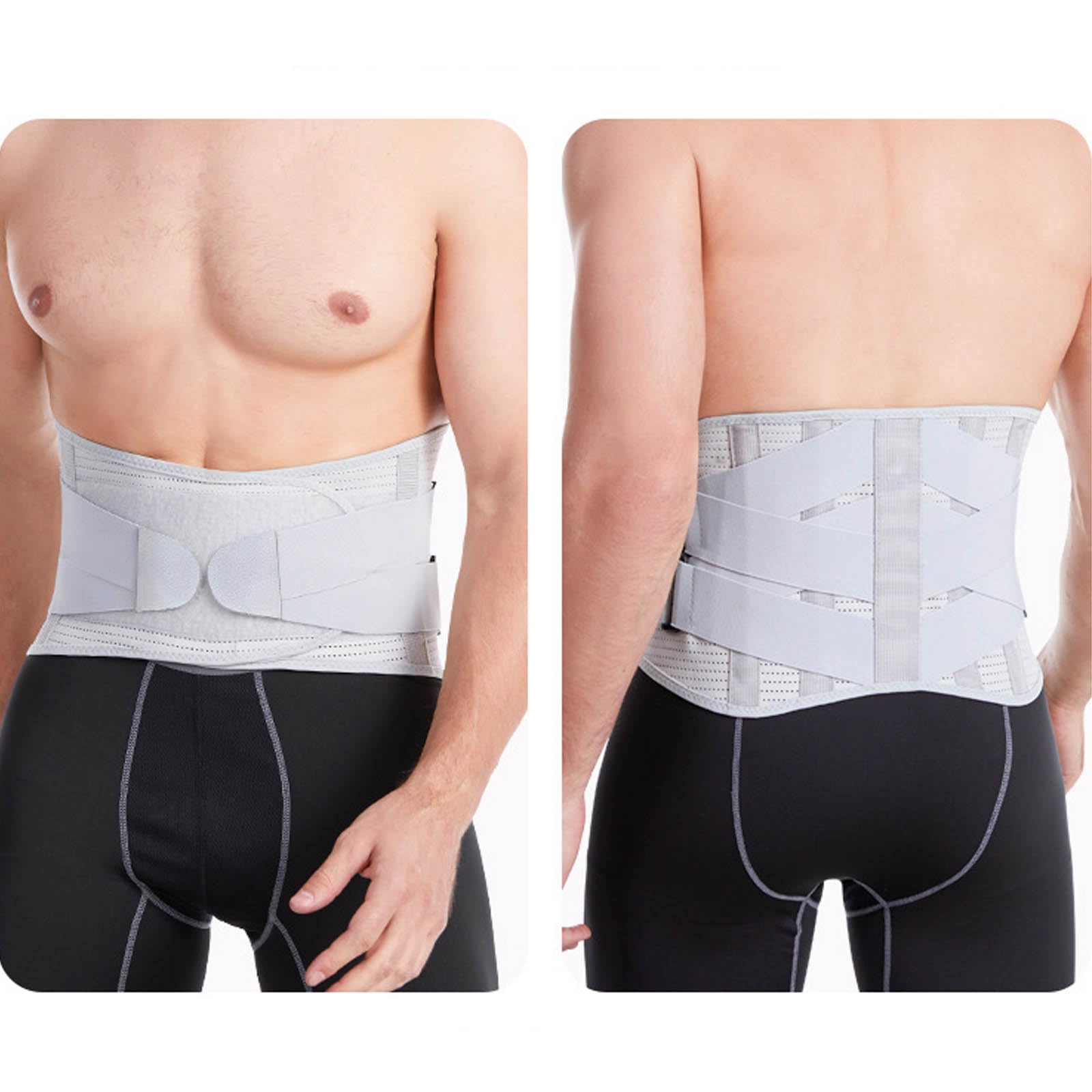 Soporte para la Espalda, Barras De Soporte PVC, Doble Presurización, Lumbar, Alivio del Dolor for El Ciática, Negro L
