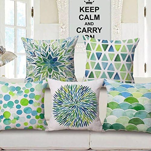 AEROHAVEN™ Set of 5 Decorative Hand Made Velvet Throw/Pillow Cushion Covers - CC-44 - (Sea Green, 18 Inch x 18 Inch)