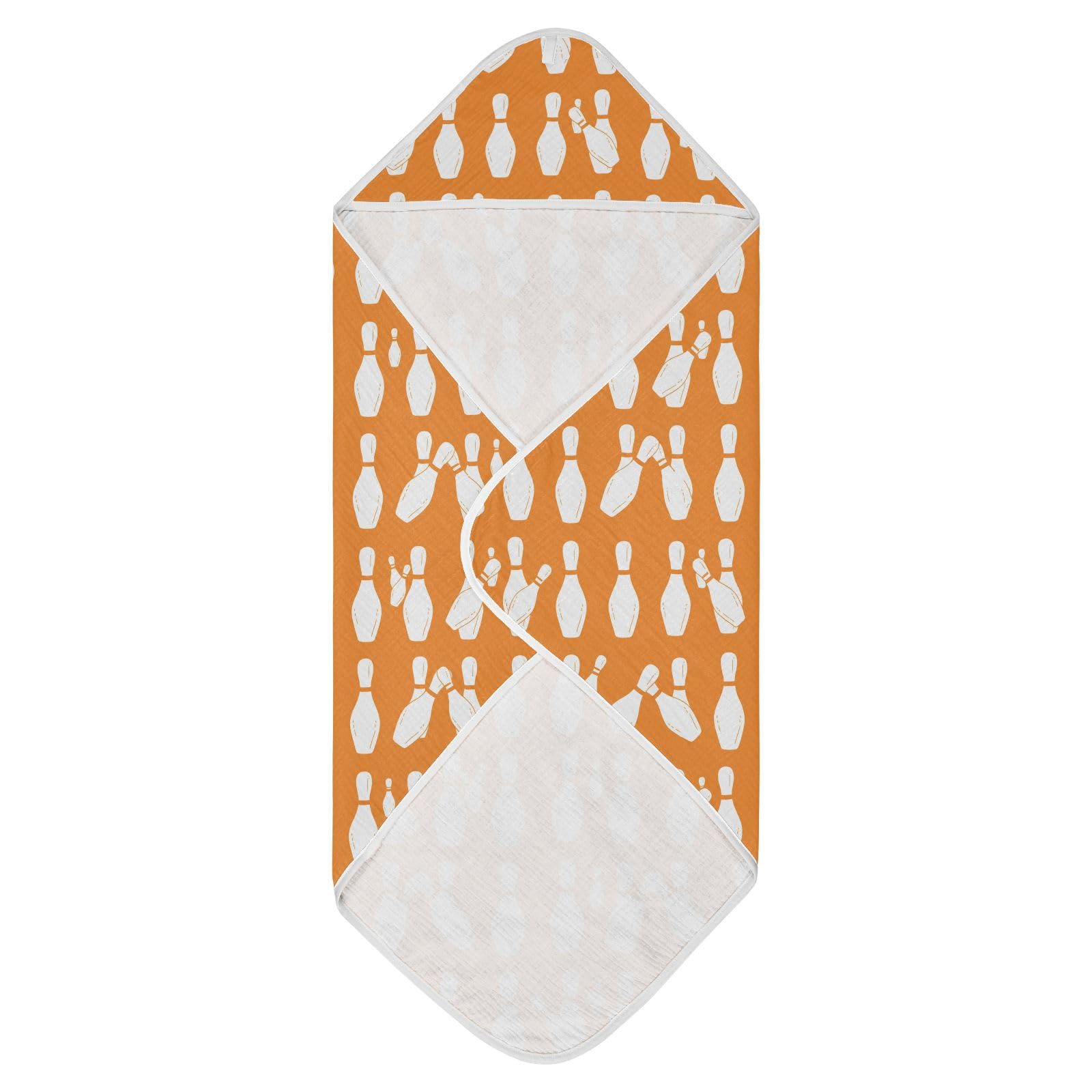 Msyxl Bowling Pins Pattern Hooded Towel - Ultra Soft & Absorbent Muslin Cotton Bath Towel for Babies, Toddlers, Newborn - Boys & Girls Essential 35