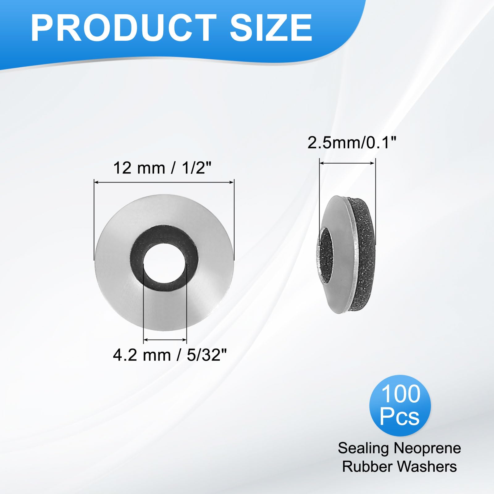Neoprene Rubber Washers - 100 Pack -2