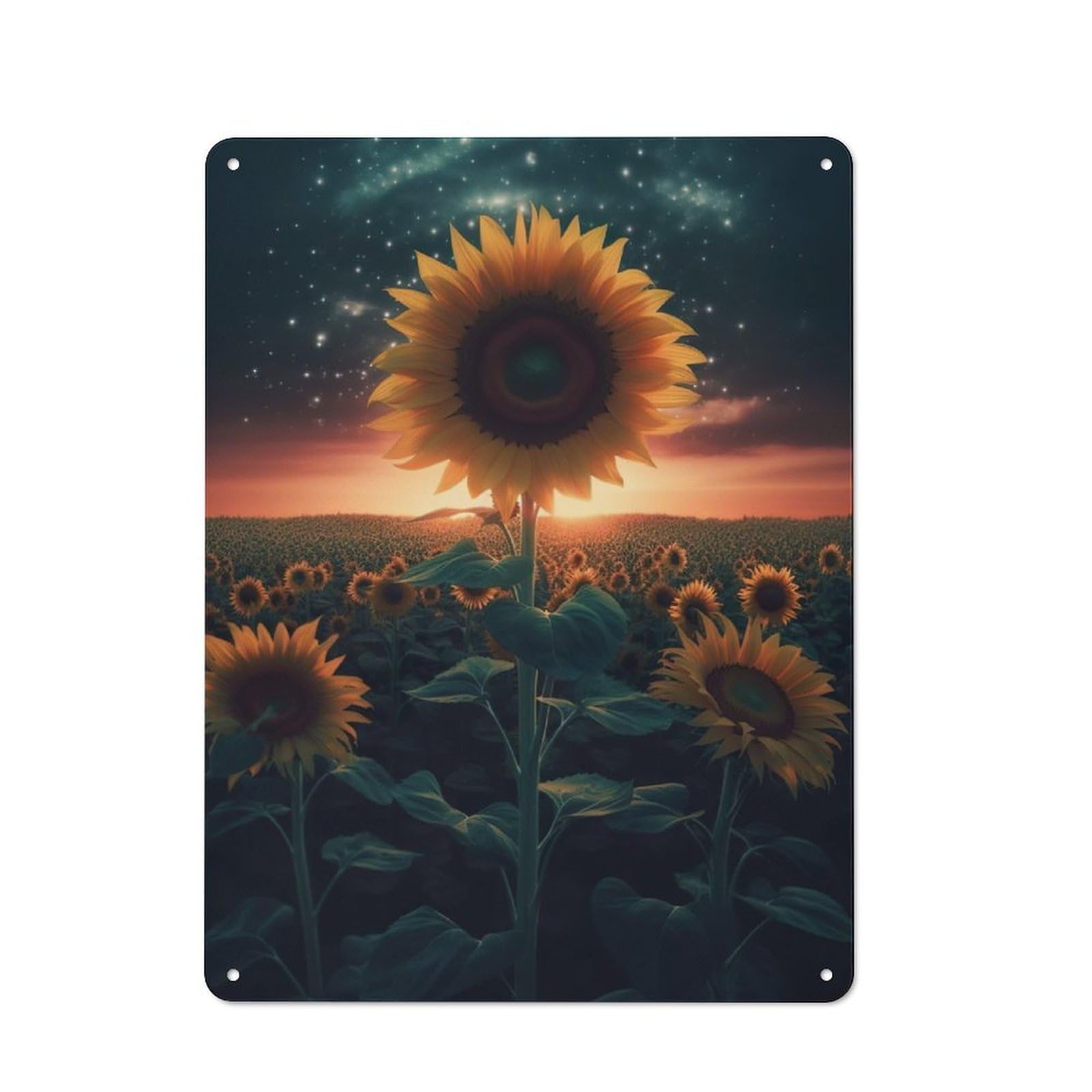 Junmoney Sunflower Earth Space Vintage Metal Plaque 40X30cm For Dining Room Or Kitchen, For Home Decor Collectors Refreshing A Room In Autumn