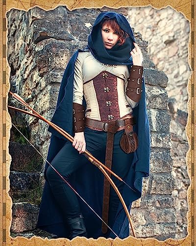 LEIFIDE Medieval Viking Belt Faux Leather Arm Guards Renaissance Accessories Viking Leather Bracers Medieval Bag(Brown,Classic) - 4