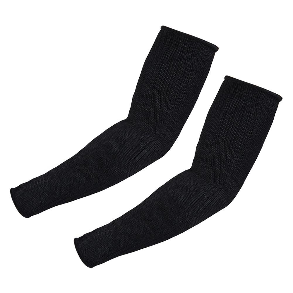 Strnek Arm Protection Sleeve, Steel Wire Armband Cut Resitant 40cm Burn Resistant Anti Abrasion Safety Arm Guard for Garden Kitchen Work 1 Pair (Black)