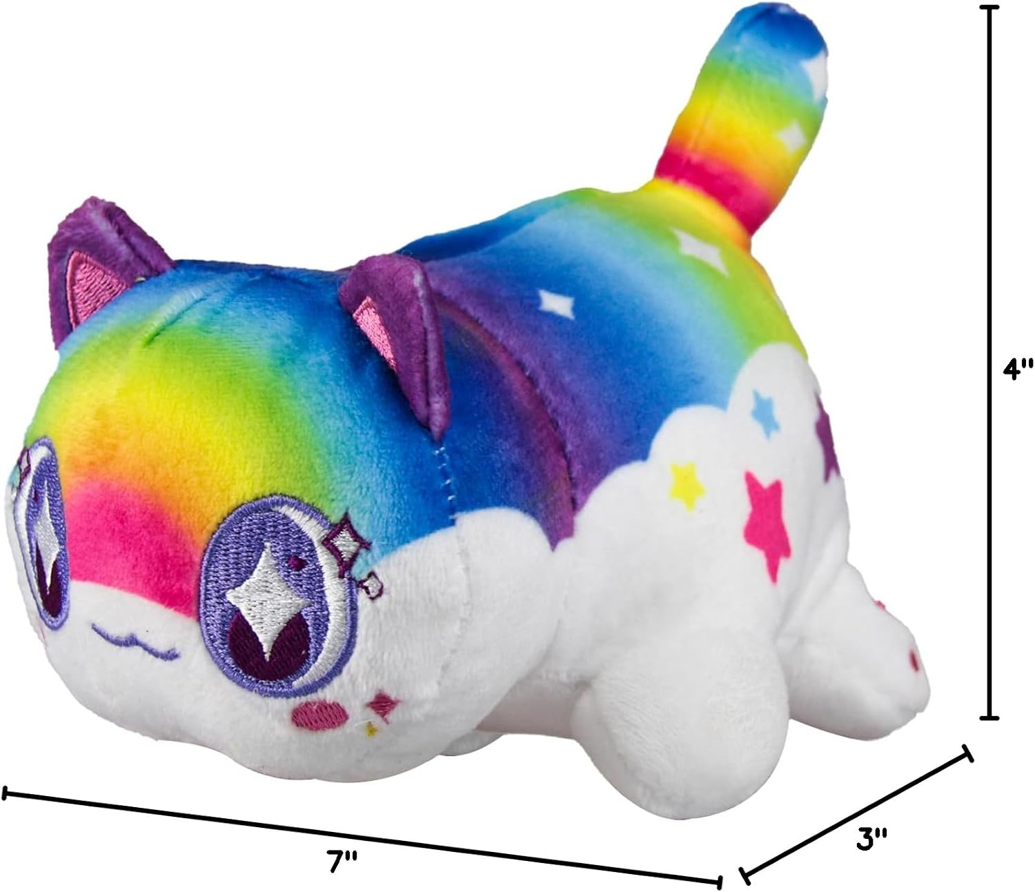 Cat Stuffed Animal Plush,Mee-Meow Cute Anime Cartoon Stuffed Animal Figure Toy Plush Pillow (Rainbow Cat)
