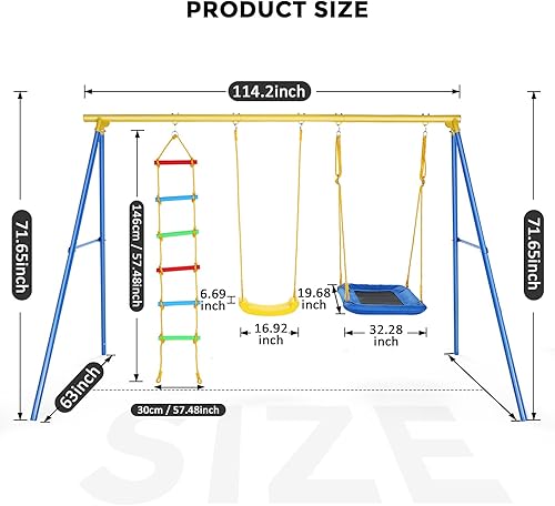 Miniatura 2 de Plohee Juego de columpios de 400 libras para patio trasero  Juego de columpios multifunción 4 en 1 para niños al aire libre soporte de columpio