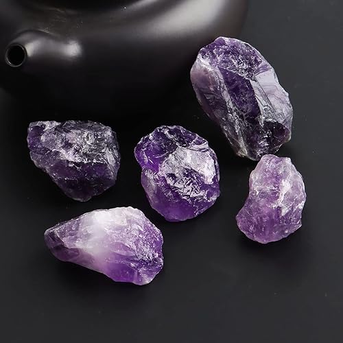 Miniatura 7 de 16 piezas de cristales curativos de amatista a granel, piedras naturales crudas de 1 pulgada, piedras de palma de cristal para curación de Reiki,