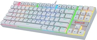 Redragon K552 Mechanical Gaming Keyboard 87 Key RGB LED Backlit Wired with Anti-Dust Proof Switches for Windows PC (White Keyboard, Brown Switches)