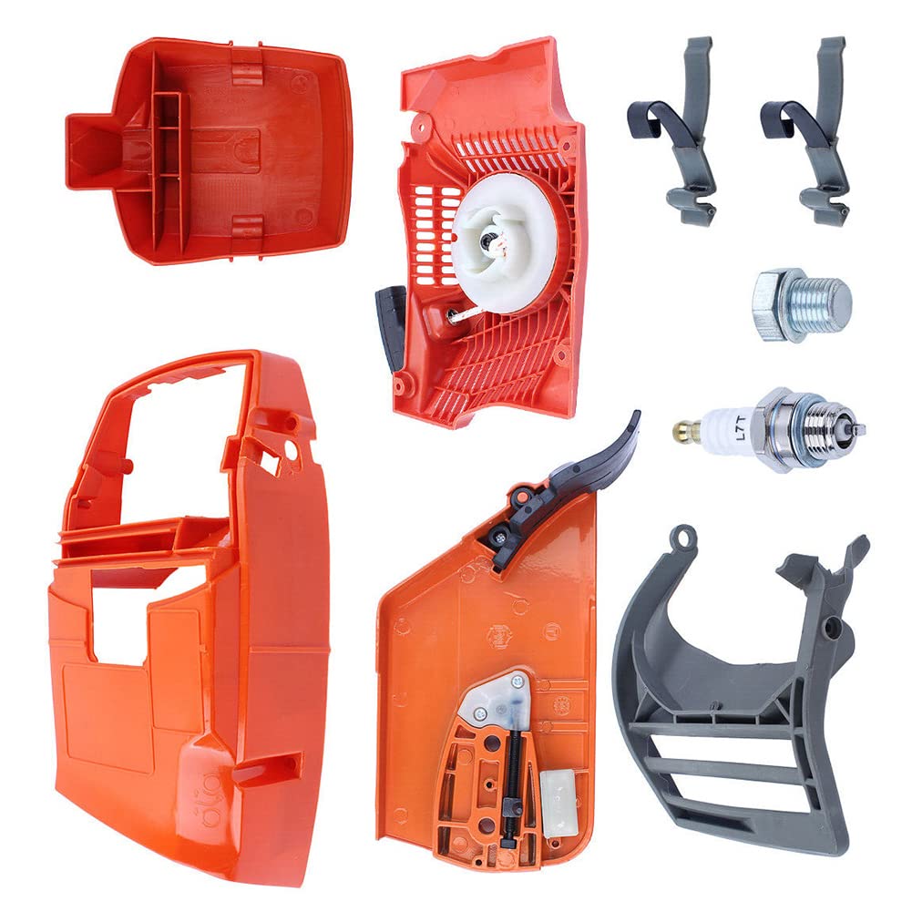 Ajuste for H 372 365 362 371 Kit de Cubierta de Freno de Cadena y Cubierta de Cilindro de Motosierra Accesorios de Repuesto para cortacésped