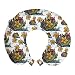 ABAKUHAUS Lumaca Cuscino da Viaggio, Vintage Design degli insetti, Accessorio in Schiuma di Memoria per Viaggio, 30 cm x 30 cm, Bianco Multicolor