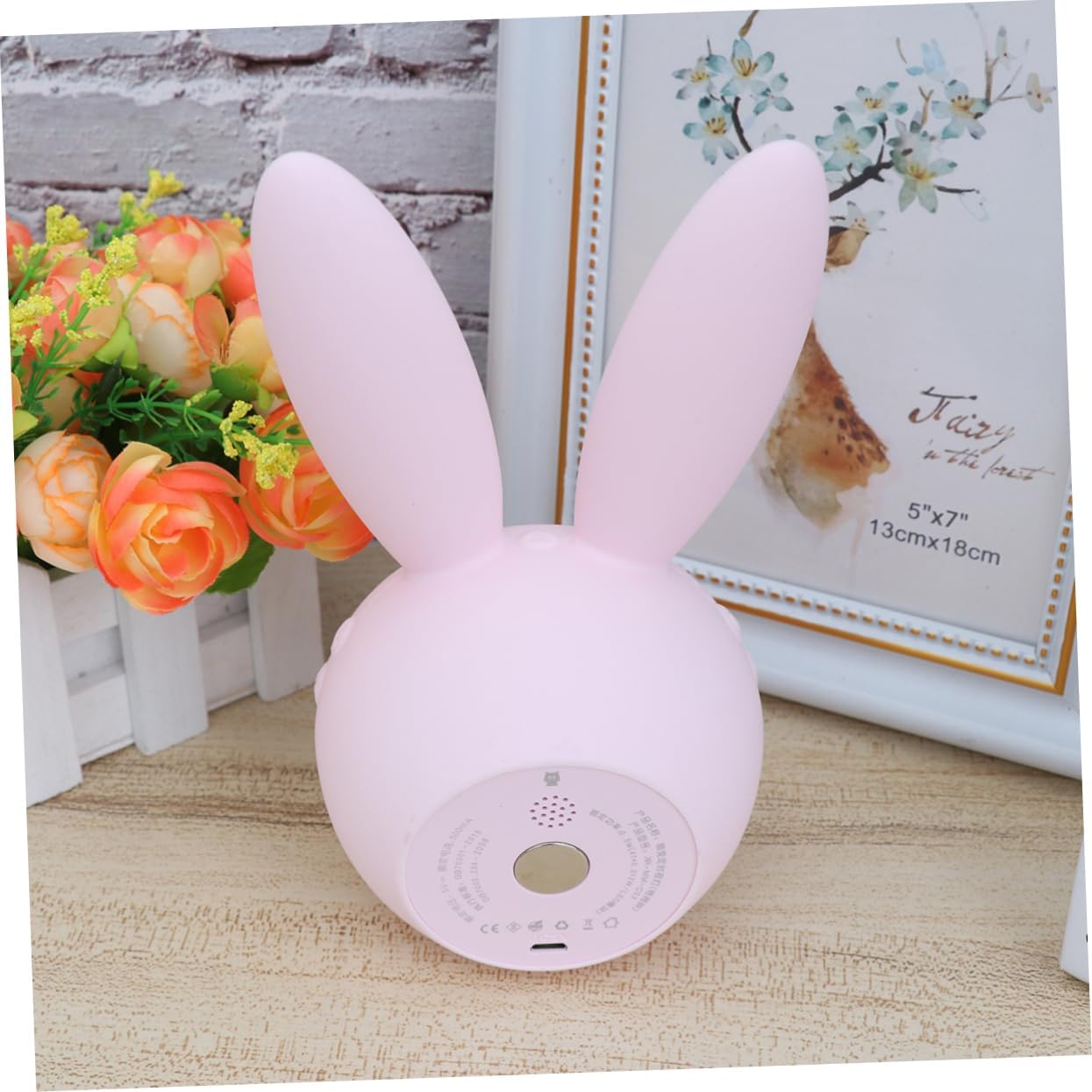 Unomor Cute Rabbit Shape LED Alarm Clock with Snooze Function Digital Bedside Clock for Bedroom and Student Modern Simple Style Pink