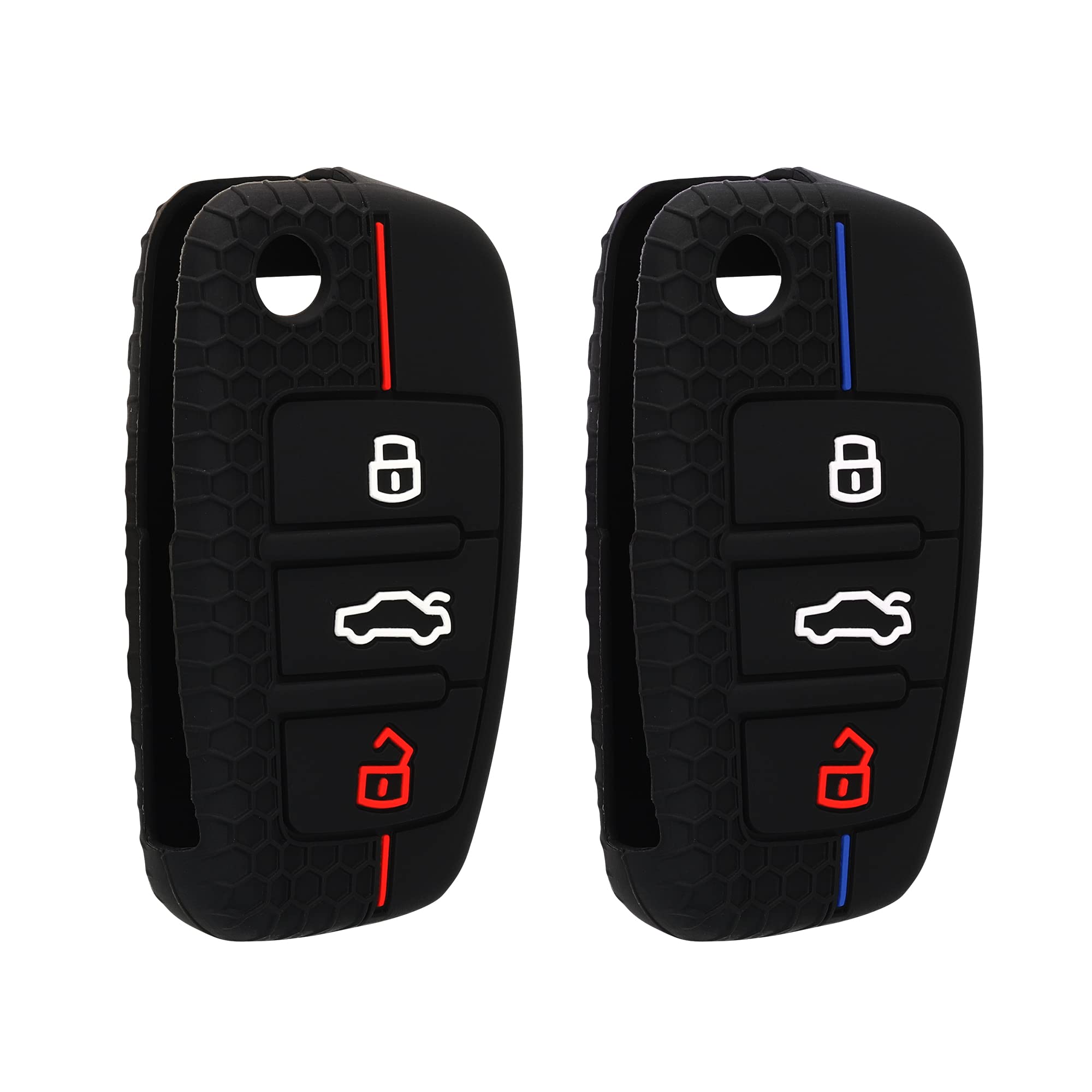 Kwmobile Coque Silicone Clef Voiture Compatible Audi 3 Touches - Protection Noire Mat