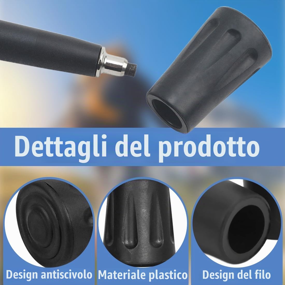 6PCS Gommini per Bastoncini Walking Universale, Bastoncini da Trekking, Bastoncini Nordic Walking Pads, Ricambi Bastoncini Trekking, per Tutti i Bastoncini da Trekking Comuni