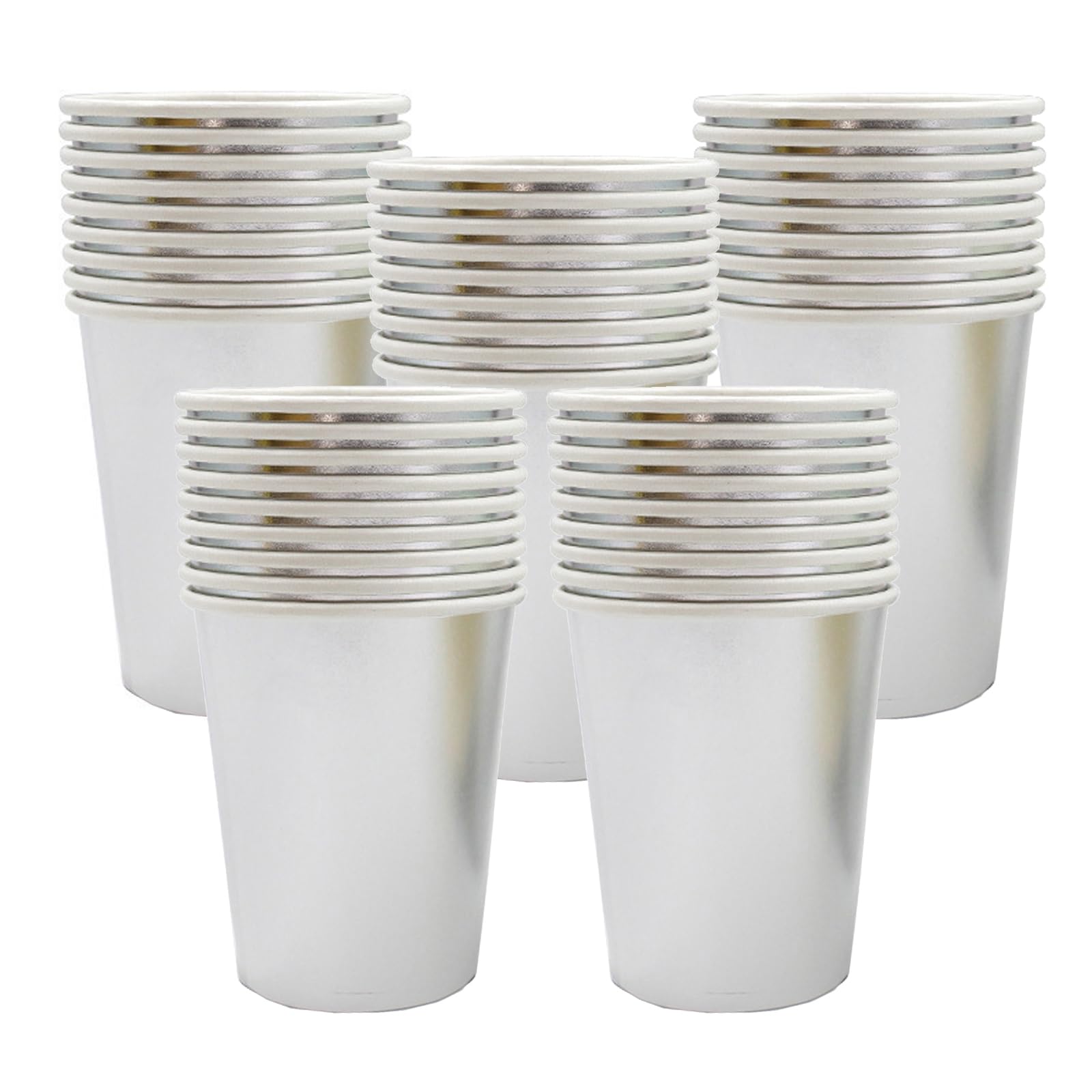 Gobelets jetables en papier argenté 255 ml | Lot de 50 pour boissons
