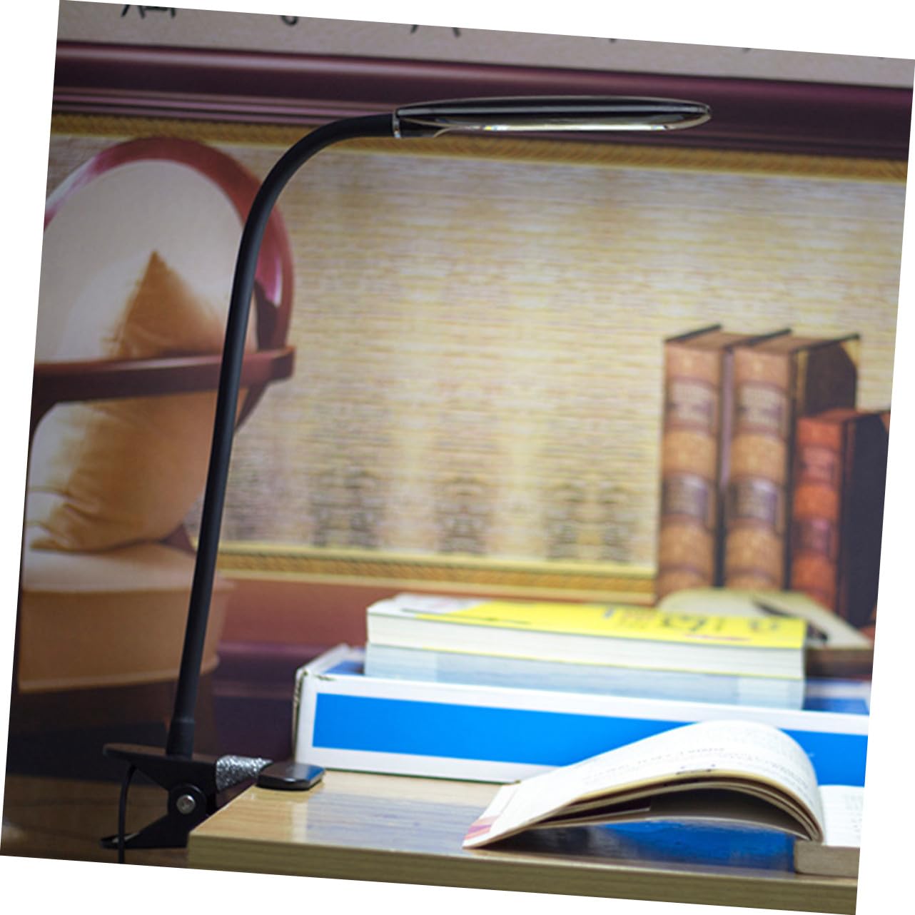 Lámpara de Lectura LED con Clip USB Flexible Brillo Luz Portátil para Escritorio Dormitorio Viaje Negra