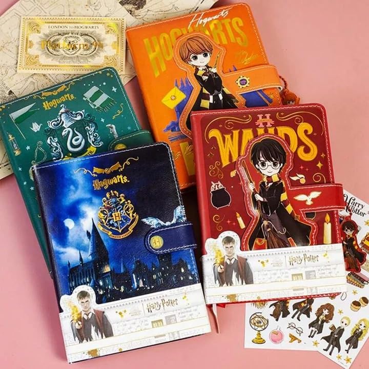 Image of Gifts - Harry Potter Inspired Lock Diary with Magnetic Snap | 1 Pc A5 Planner Notebook | Cute Cartoon Design | Lined Pages | Gift for Kids, Teens & Fans
