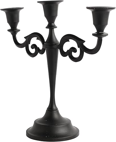 Miniatura 9 de Rely+ - Candelabro de 3 y 5 brazos, portavelas cónico negro mate de 10 pulgadas de alto, elegantes candelabros de metal para decoración del hogar,