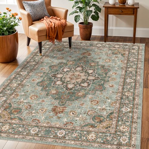 3x5 Living Room Area Rug: Vintage Floral Washable Non-Slip Rug for Bathroom