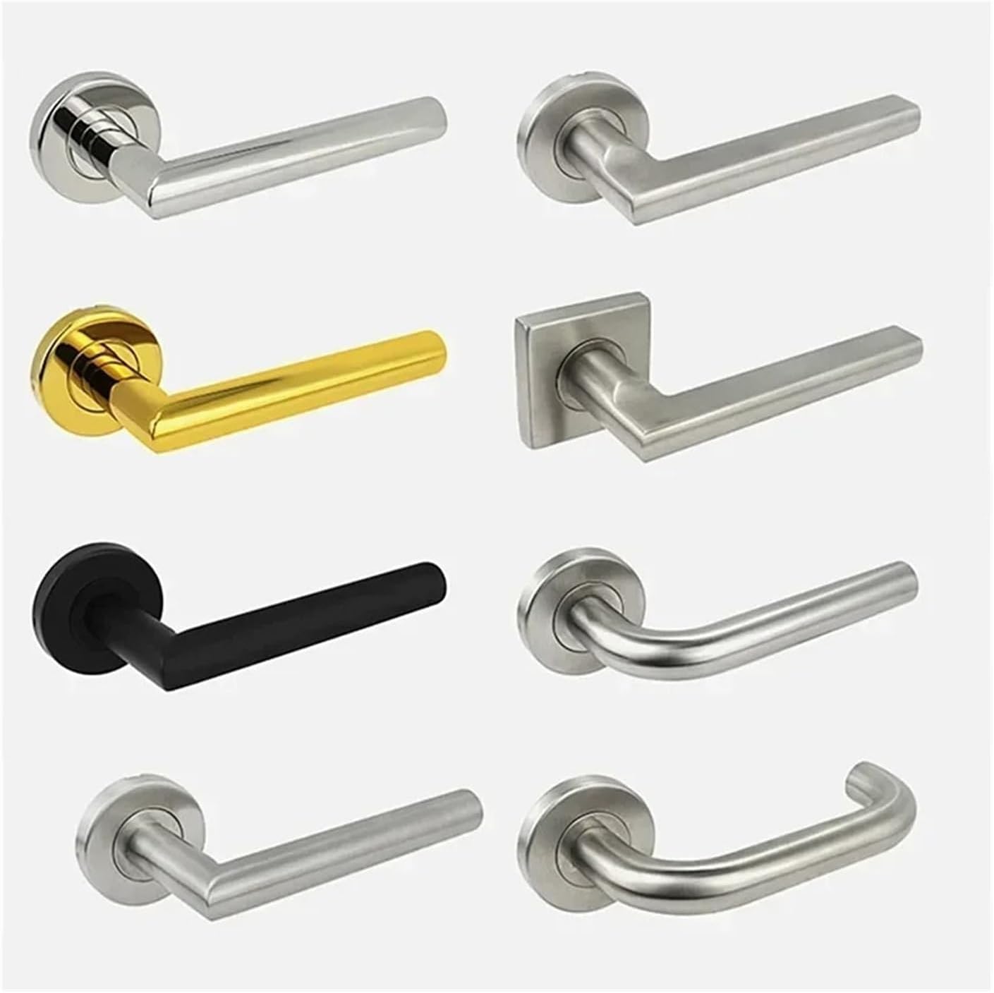 304 Stainless Steel Door Handle Indoor Bathroom Lockset Double-Sided Handles Single-Tongue(B4-Door Handle)
