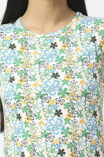 Image of SINI MINI Round Neck with Half Sleeve Top & Capri Beige Girls Casual Pack of 1 Night Suit Set