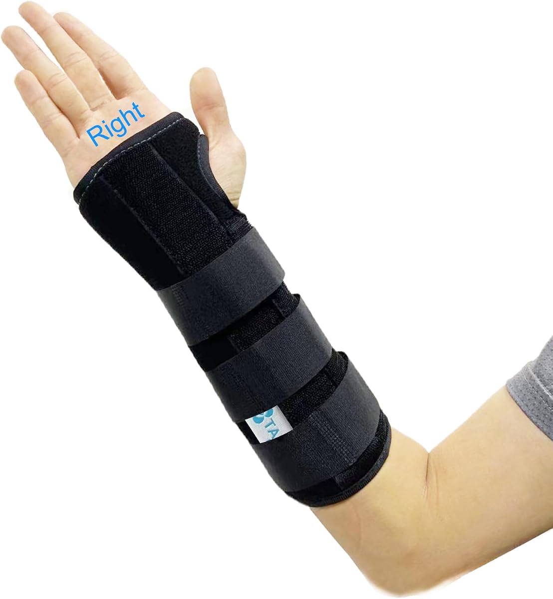 Férula unisex para antebrazo y muñeca, muñequera de doble fijación para túnel carpiano, férula ajustable para inmovilizador de antebrazo nocturno, 9,8 pulgadas (25 cm) de longitud (RH/S)