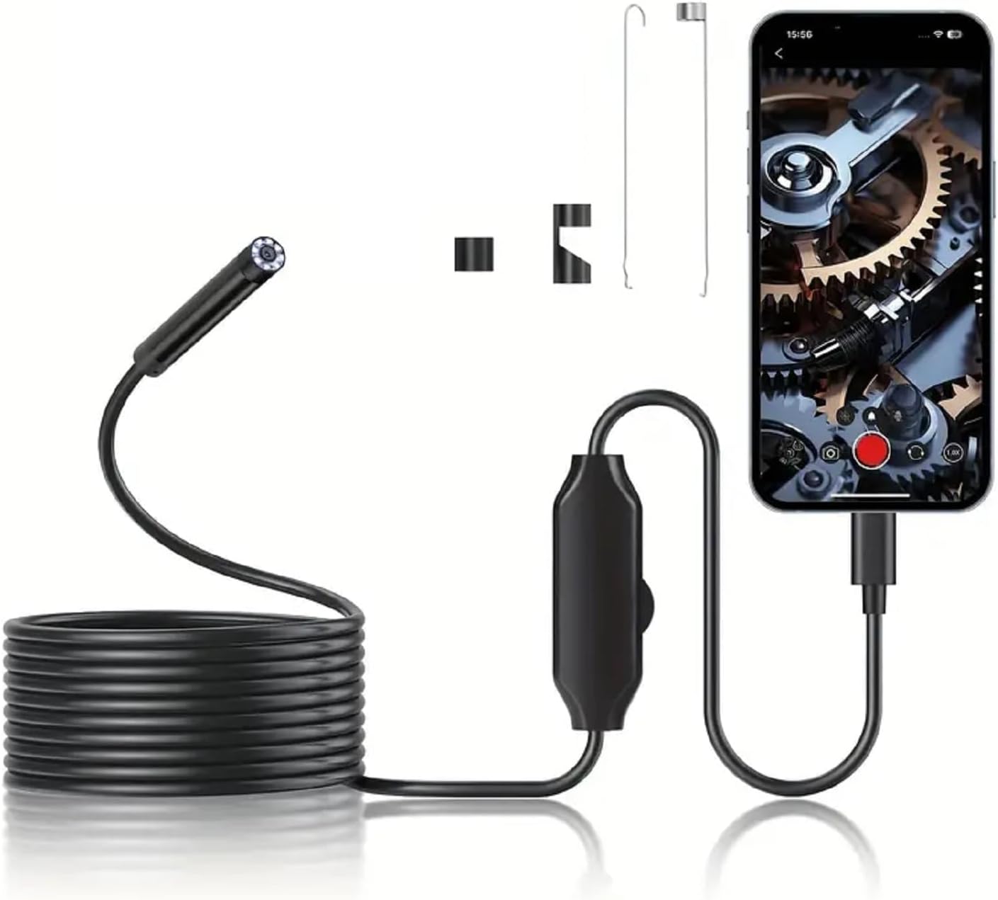 3-in-1 Mobile Endoscope Camera with LED Lights, USB/Type-C/OTG Waterproof Borescope Inspection for Android Smartphones, Laptops & PC | Snake for Car, Pipe, HVAC & Home Repair