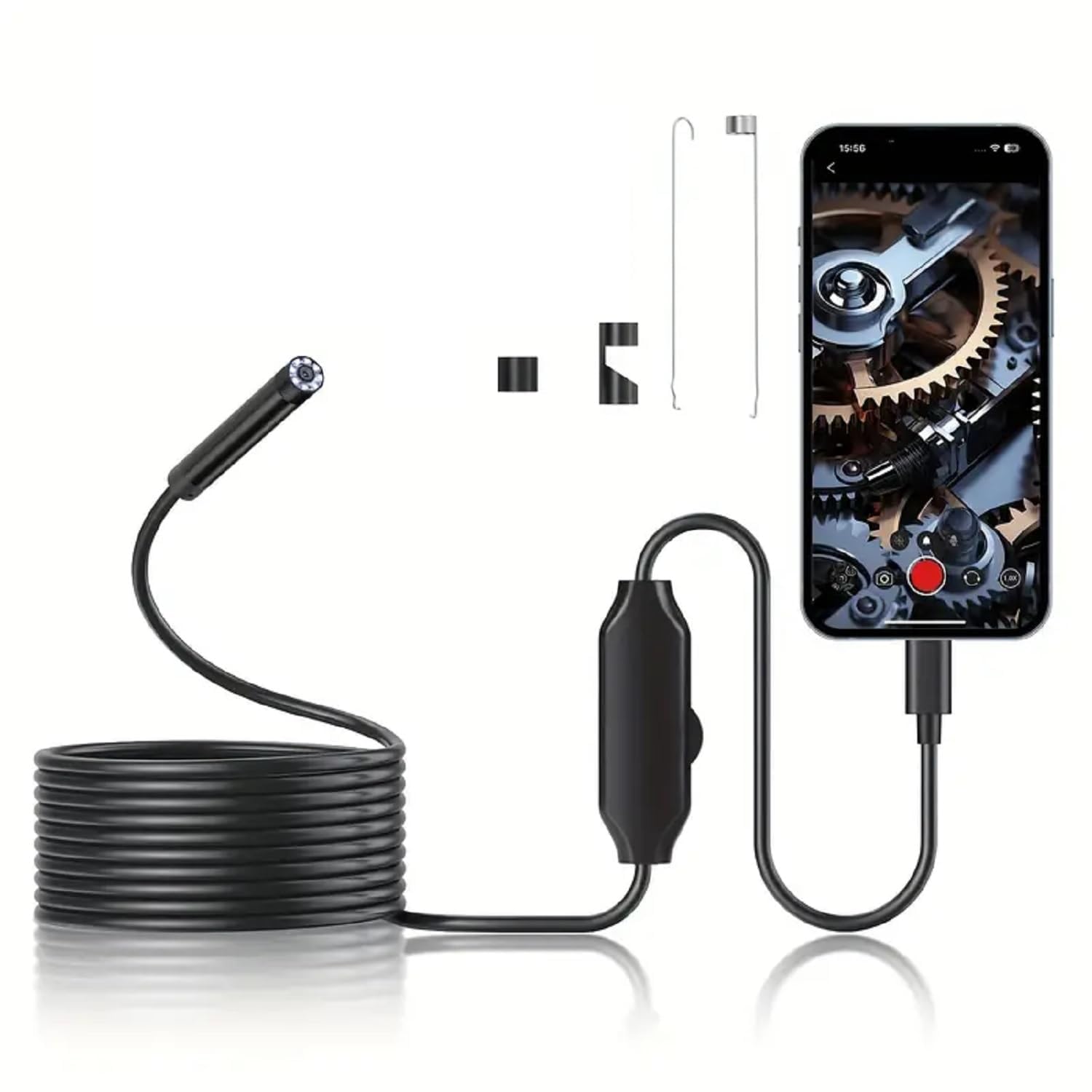 3-in-1 Mobile Endoscope Camera with LED Lights, USB/Type-C/OTG Waterproof Borescope Inspection for Android Smartphones, Laptops & PC | Snake for Car, Pipe, HVAC & Home Repair-picture-21
