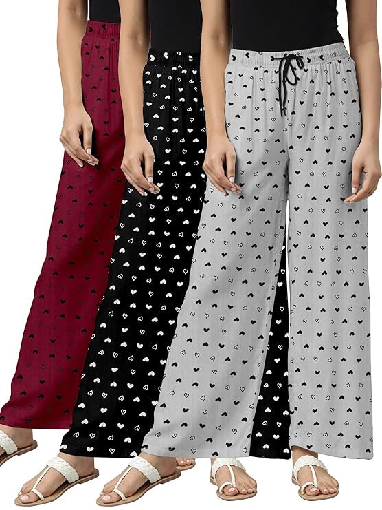 bluecorp enterprise Stylish Women’s Nightwear Pajama | Soft Fabric Printed Bottoms | Comfortable Relax Fit Sleepwear for Lounge & Night Use (Pack of 3)-picture-14