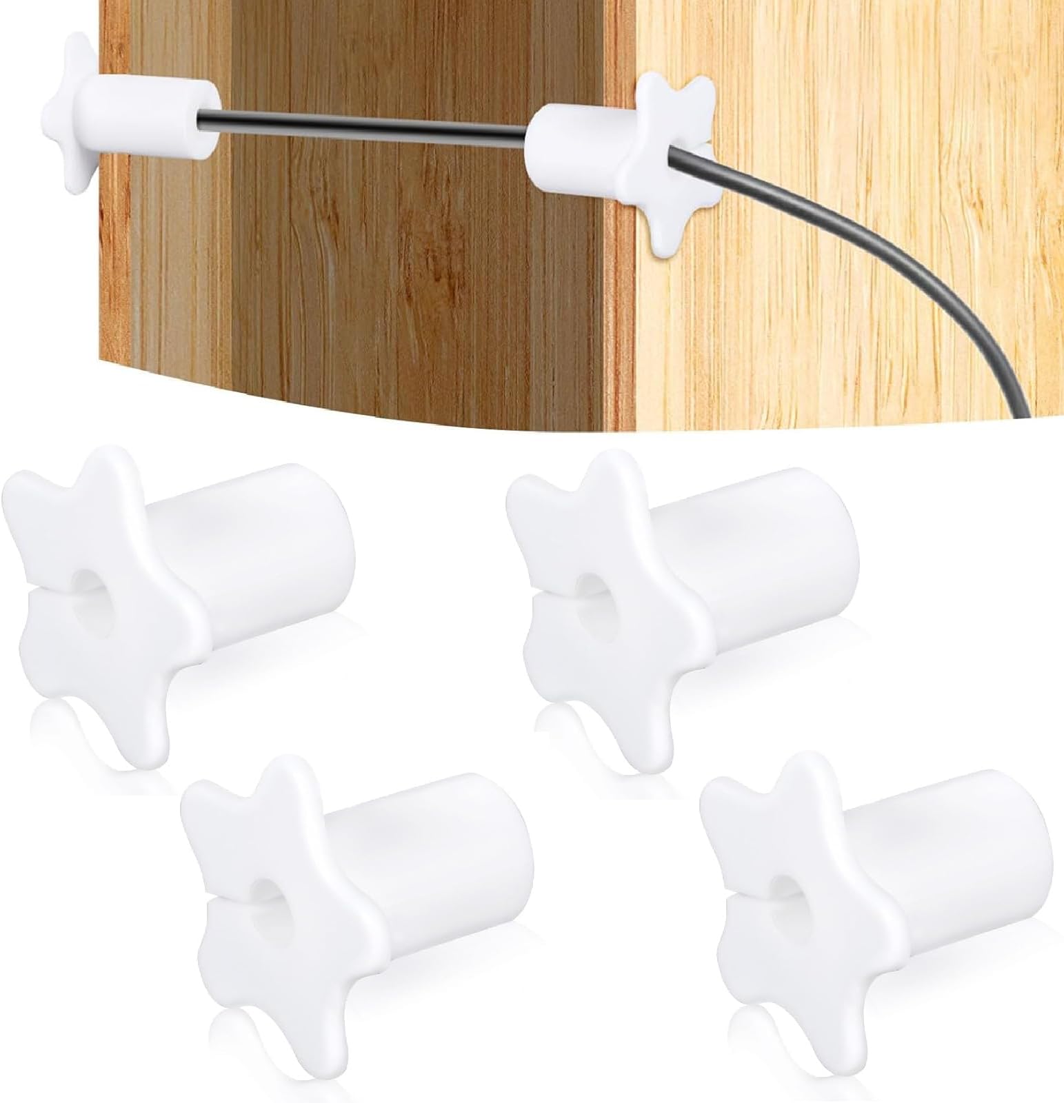 4 PCS Cable Grommet, Cable Wall Grommet, Grommet Kit, Wall Grommets, Cable Grommet Kit, Silicone Cable Grommet Wall Grommet, for Ethernet Cable and Furniture Wire (White) ﻿